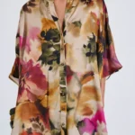 Bill Cost Πουκάμισο σατέν oversize εμπριμέ Λαδί